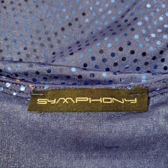 Symphony Vtg Y2K Mirror Sequin Sparkle Tulip Hem Faux Wrap Dress Size M Blue - Picture 8 of 10